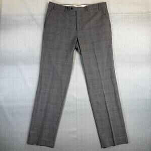 Ralph Lauren Dress Pants Mens 36x32 Gray Plaid Flat Front Classic Fit